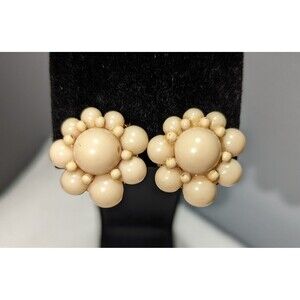 Vintage Beaded Taupe Clip Ons